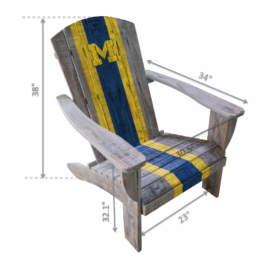 Imperial University Of Michigan Wood Adirondack Chair