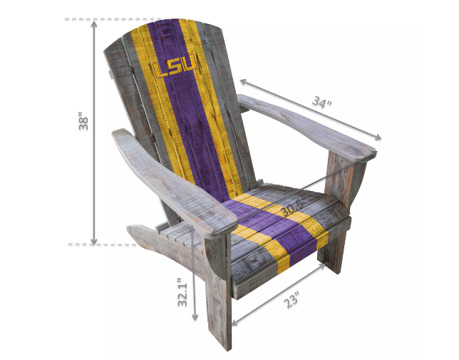 Imperial Louisiana State University Wood Adirondack Chair