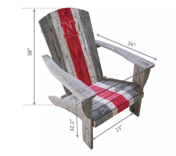 Imperial University Of Nebraska Wood Adirondack Chair