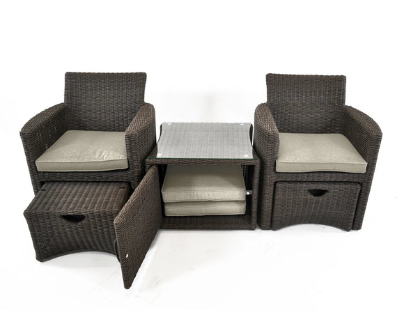 Cupido Wicker 5 Piece Patio Conversation Set With Cushions In Cast Ash