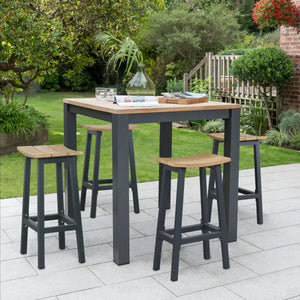 Kettler Elba Aluminum Bar Set With Teak Accents