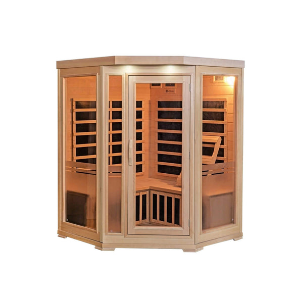 HeatWave Sonoma 3-Person Hemlock Infrared Corner Sauna with 7 Carbon Heaters