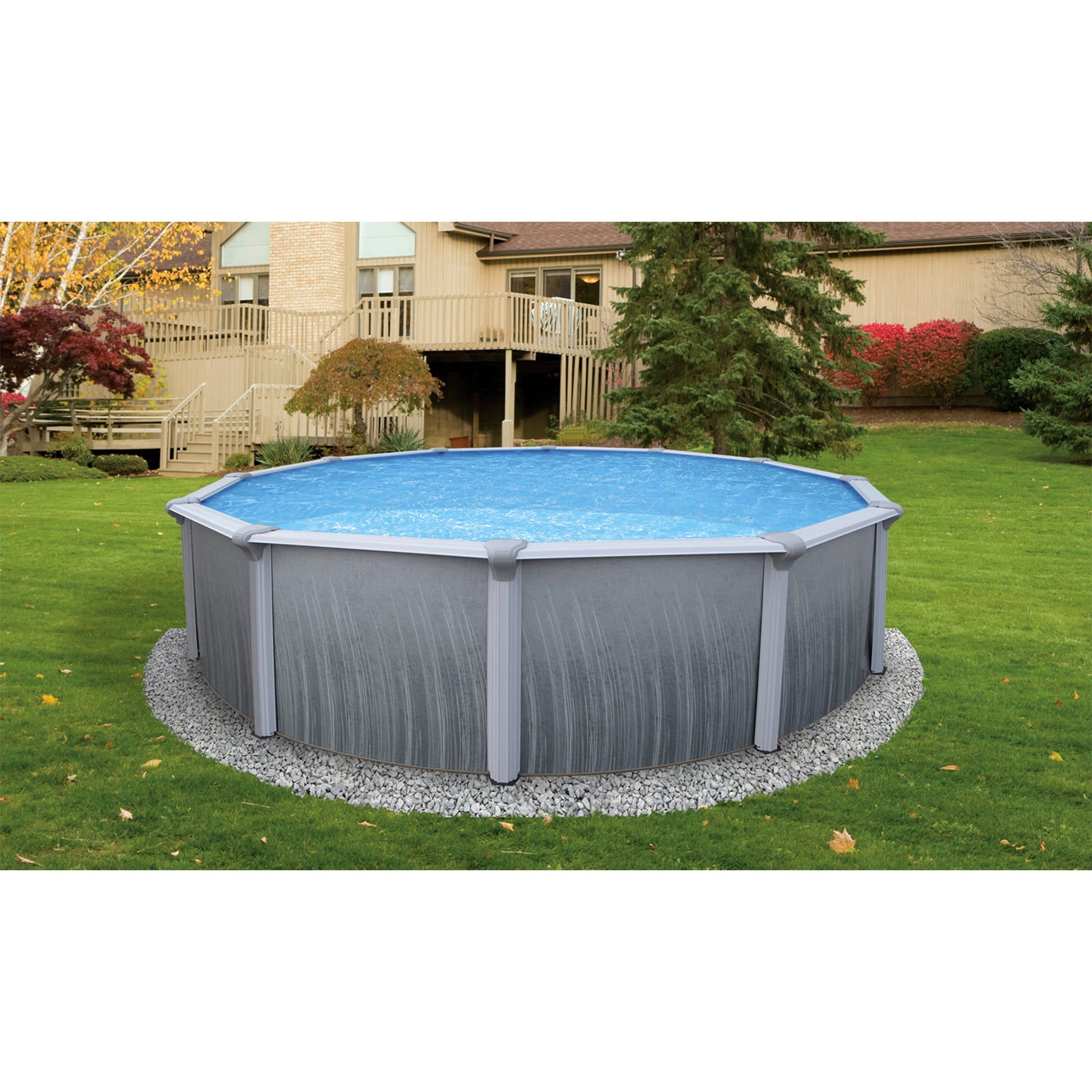 Blue Wave 27' Martinique 52" Round Steel Wall Above Ground Pool w/ 7-in Top Rail